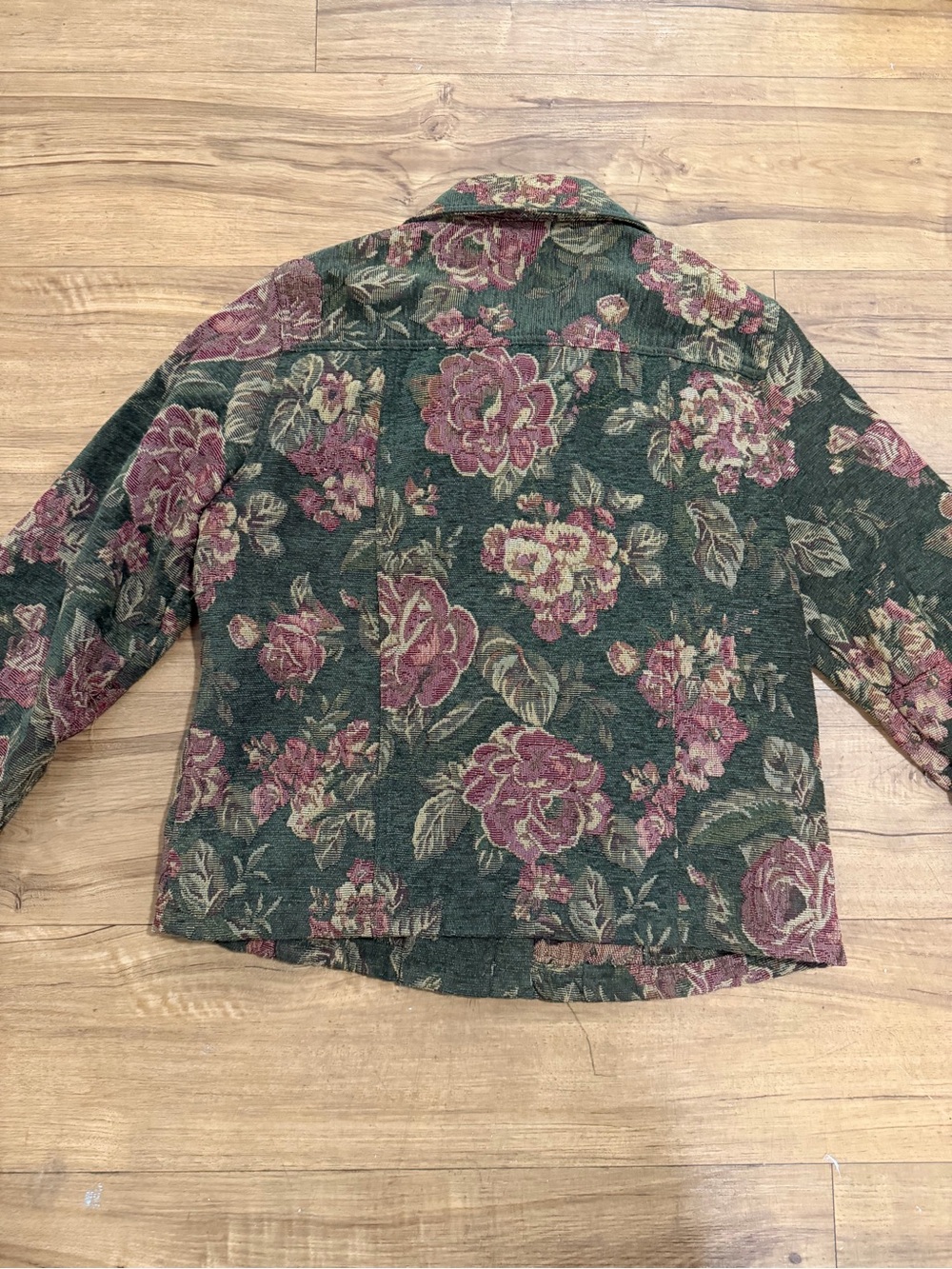 Floral Button-Front Jacket - Green & Rose - Picture 2 of 7